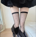 Nylon Heart Print Sheer Thigh High Stockings