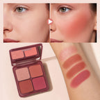 4 Shade Powder Blush Palette Matte and Shimmer Face Makeup
