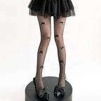 Nylon Bow Detail Fishnet Tights Women Sheer Stockings