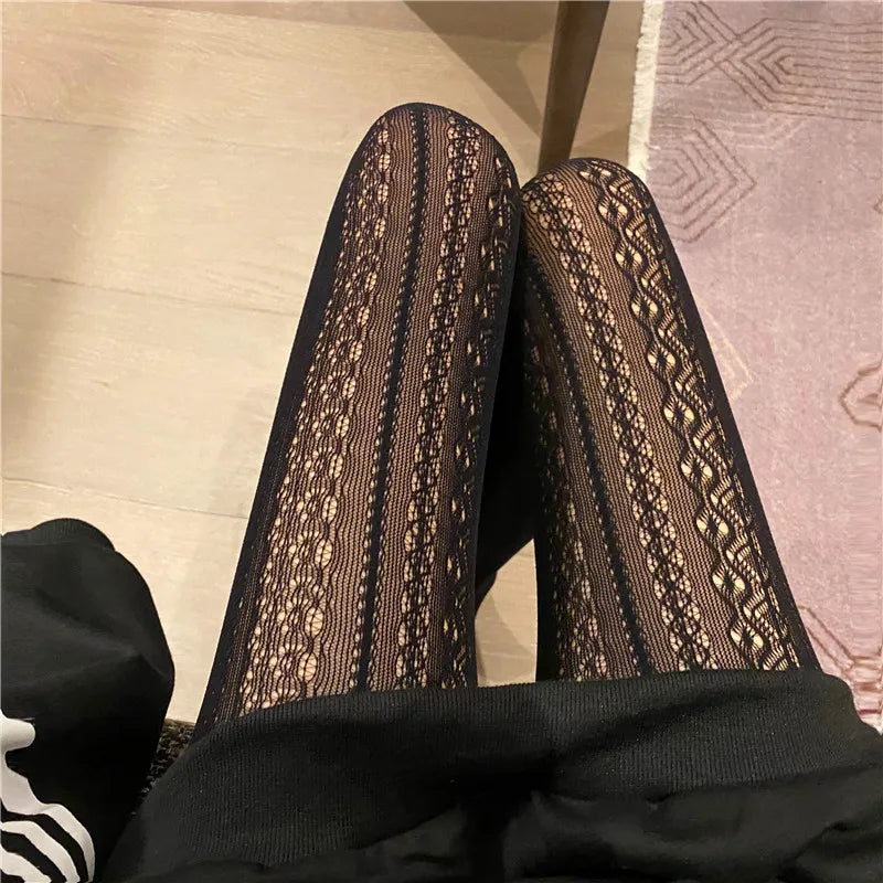 Nylon Mesh Geometric Pattern Lolita Style Tights