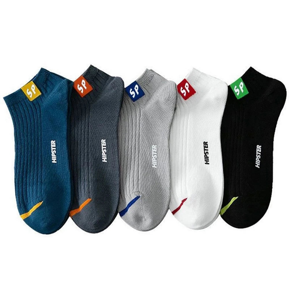 5 Pairs Polyester Spandex Low Cut Breathable Ankle Socks