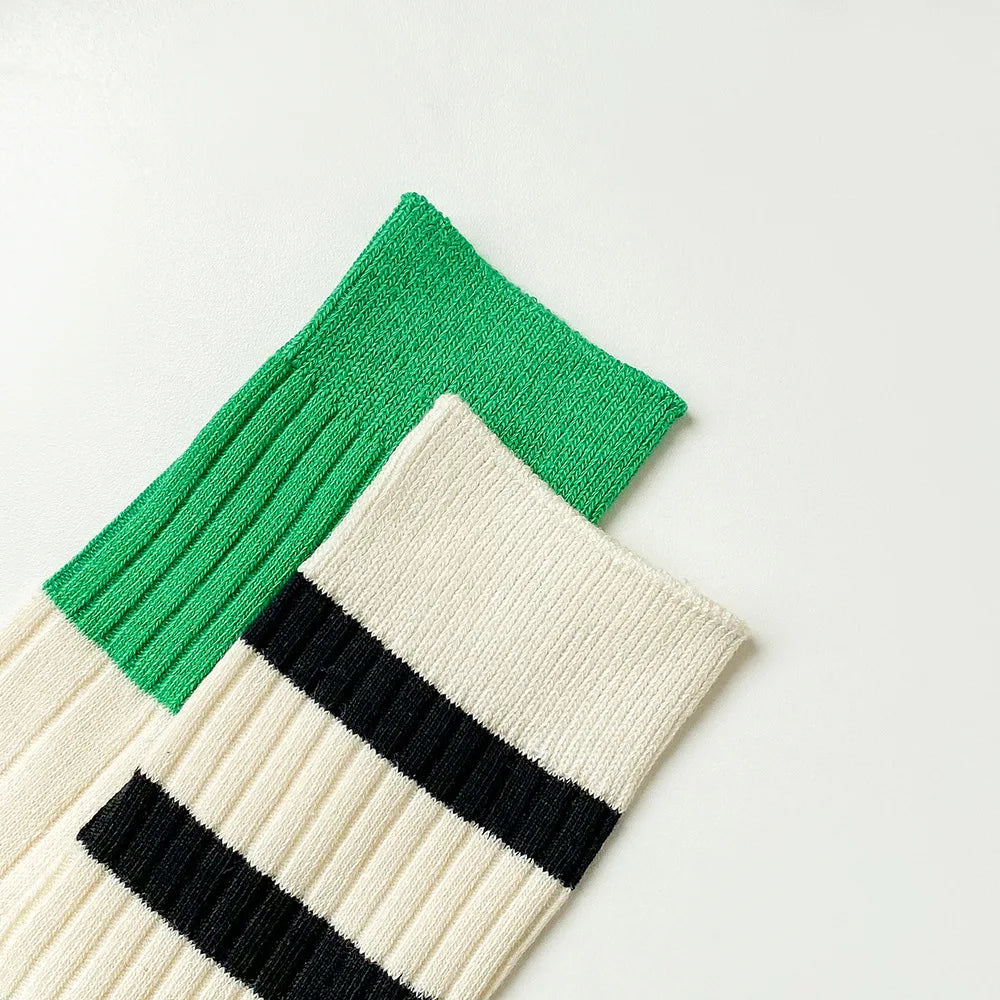 Striped Cotton Middle Tube Casual Socks
