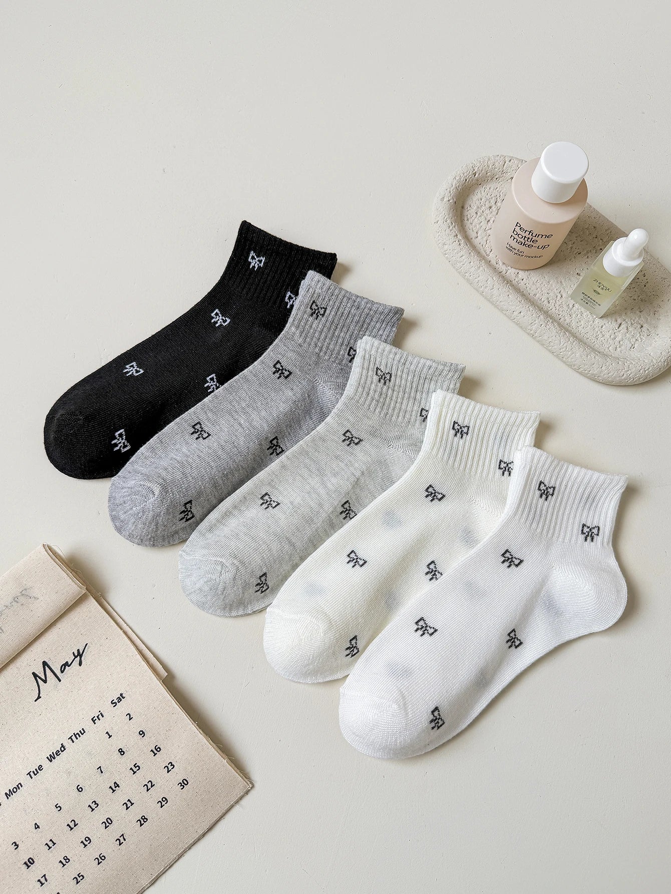 Womens Polyester Elastane Low Tube Casual Ankle Socks 5 Pack - 7
