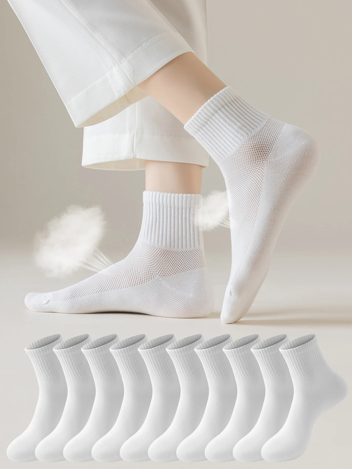 10 Pair Women Polyester Elastane Low Tube Ankle Socks