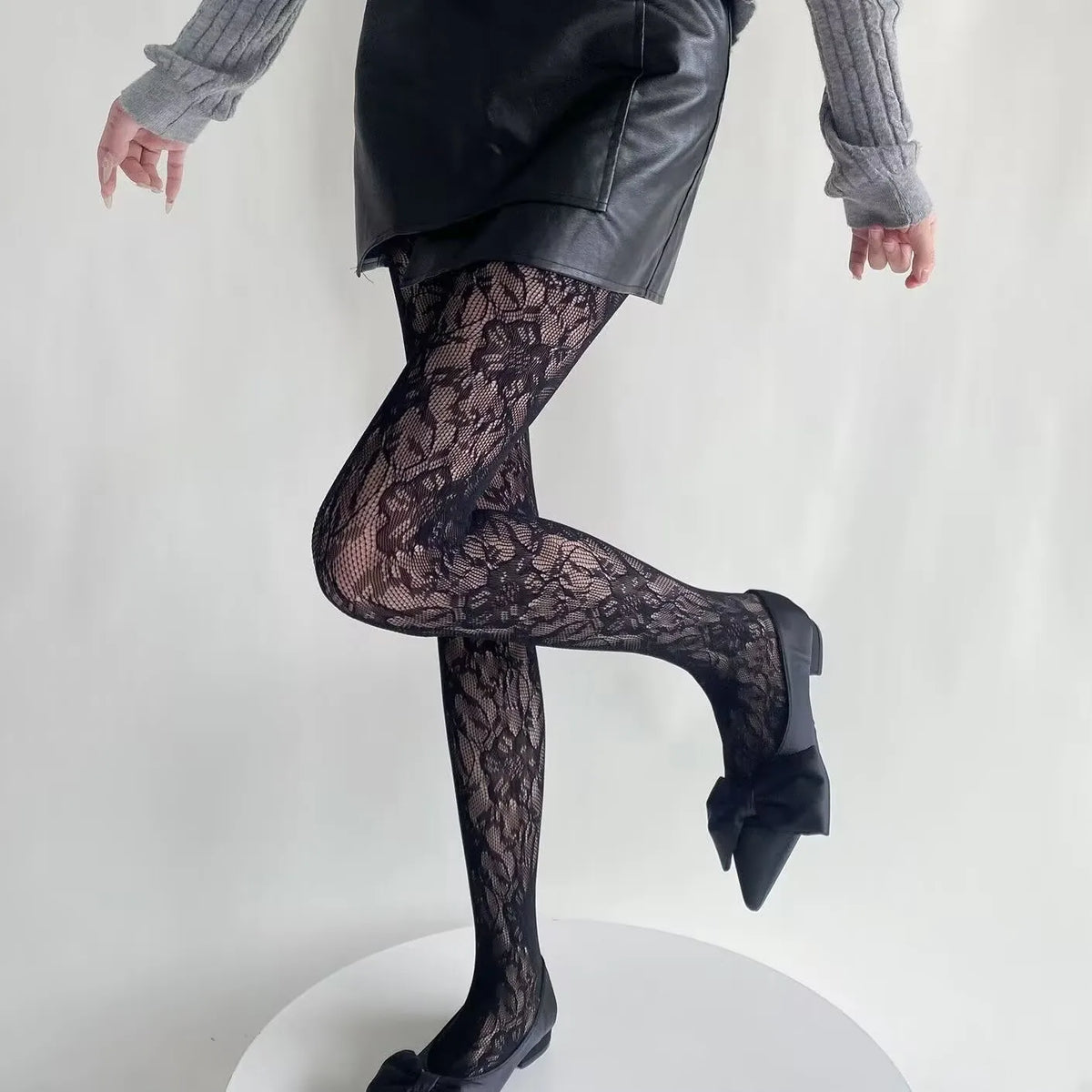 Floral Pattern Nylon Pantyhose Tights