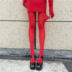Solid Polyester Elastane Slim Fit Pantyhose Tights