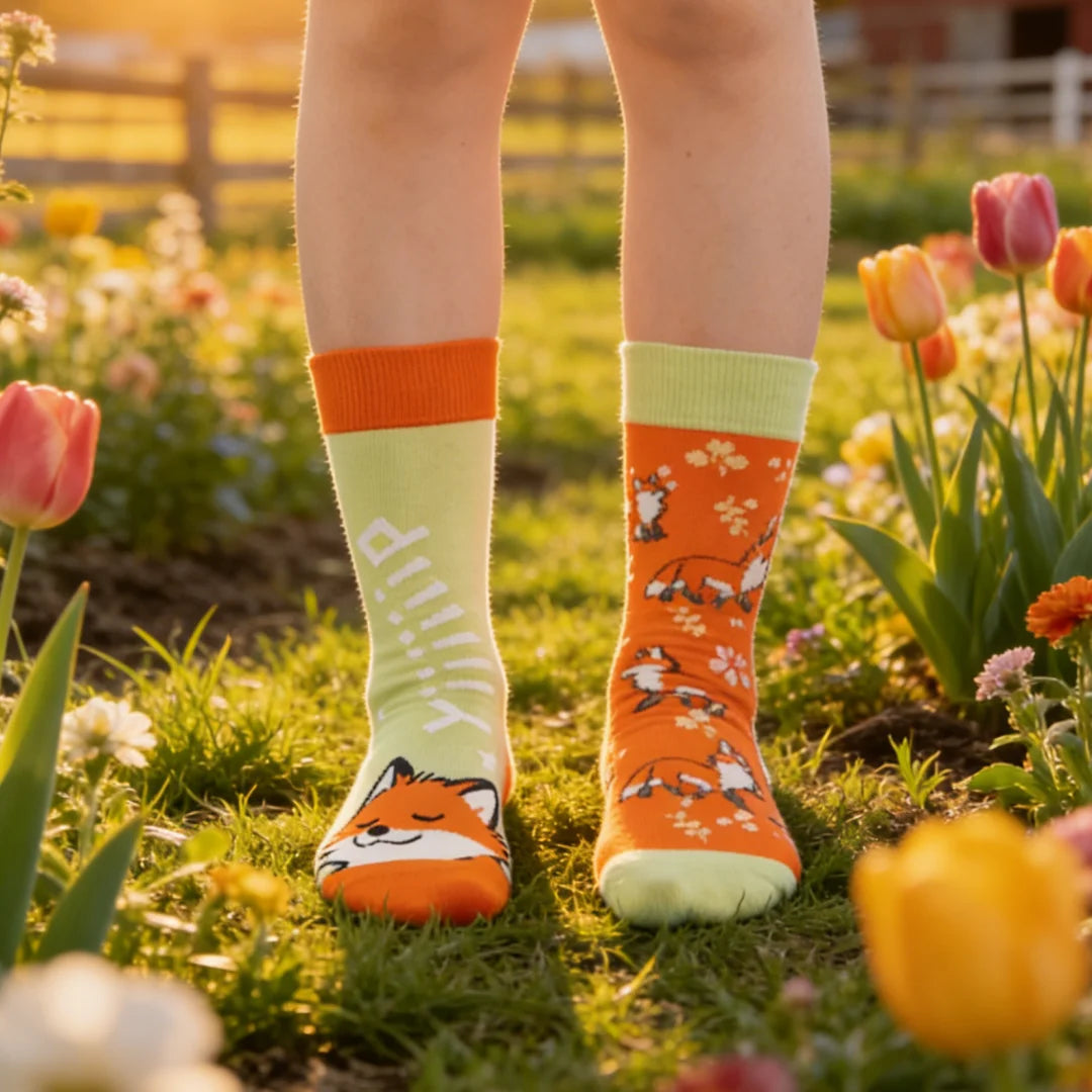 Cotton Blend Fox Pattern Casual Mid Tube Socks - 1