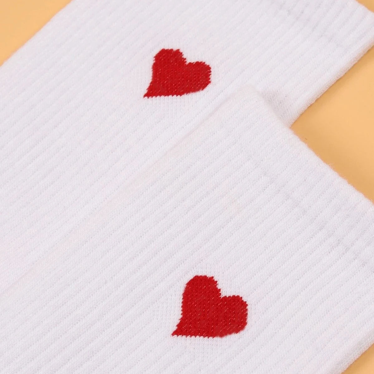 Polyester Elastane Heart Pattern Women Crew Socks - 3