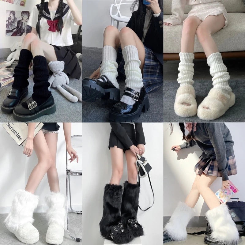 Polyester Knit Leg Warmers Women Fashion Foot Covers - 1