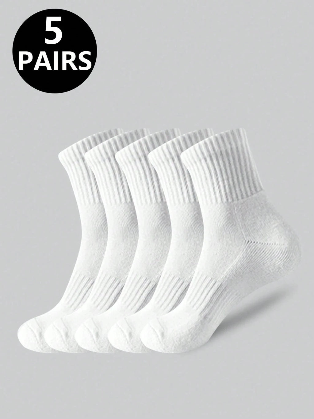 5 Pairs Polyester Elastane Crew Socks