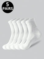 5 Pairs Polyester Elastane Crew Socks