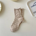 Polyester Elastane Polka Dot Mid Tube Casual Socks