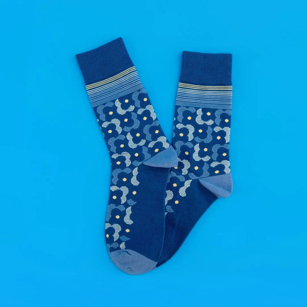 Cotton Blend Floral Mid Calf Socks