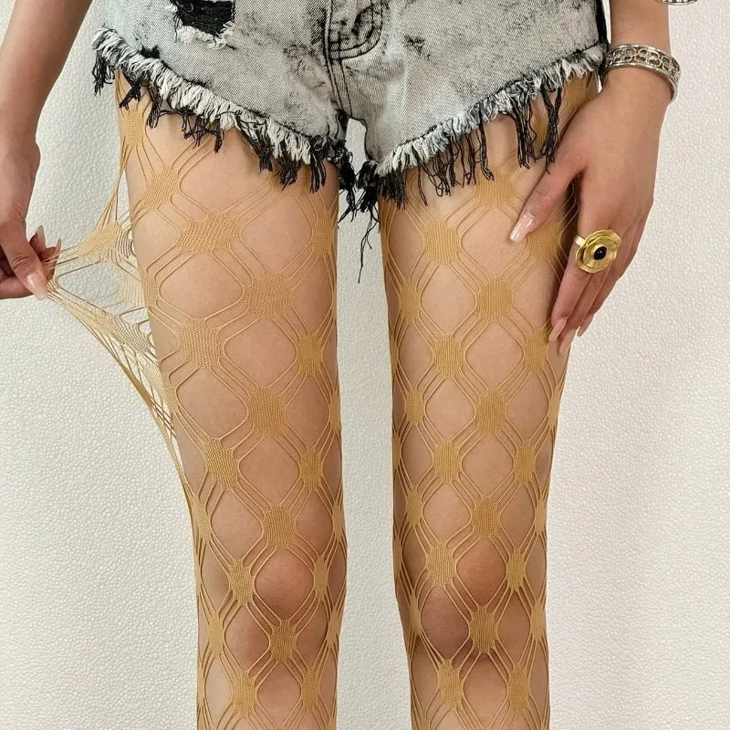 Nylon Elastane Geometric Pattern Fishnet Tights