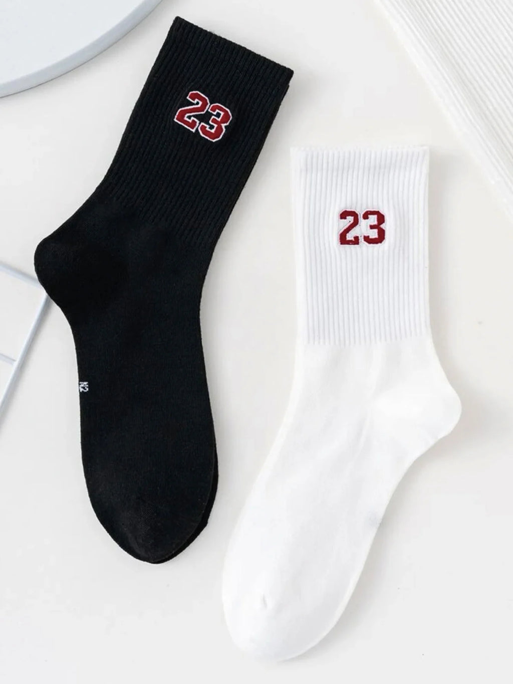 Polyester Elastane Crew Socks Number 23 Pattern