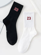 Polyester Elastane Crew Socks Number 23 Pattern