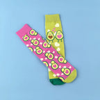 Cotton Blend Avocado Pattern Casual Mid Calf Socks