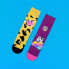 Cotton Blend Cartoon Cow Print Crew Socks