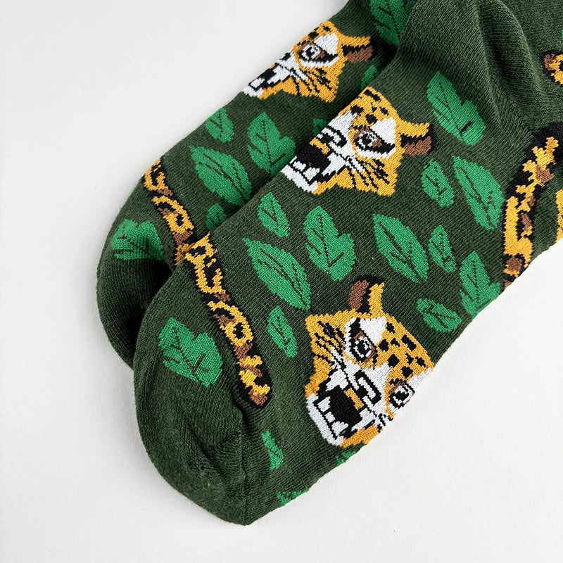 Polyester Elastane Animal Print Mid Calf Socks