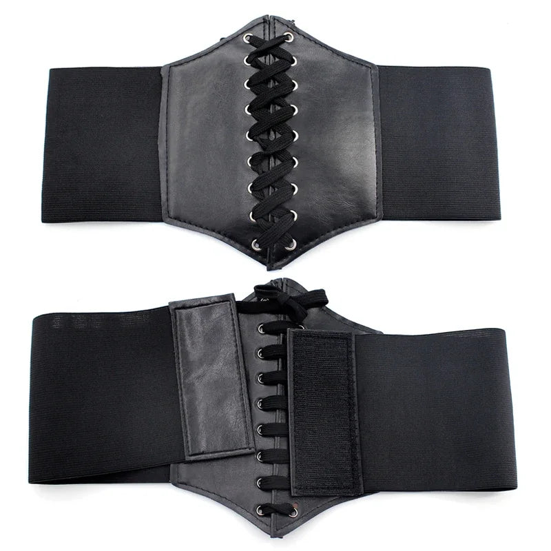 Synthetic Leather Waist Cincher Corset Belt - 4