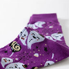 Cotton Blend Halloween Pattern Mid Calf Socks 3 Pair Set