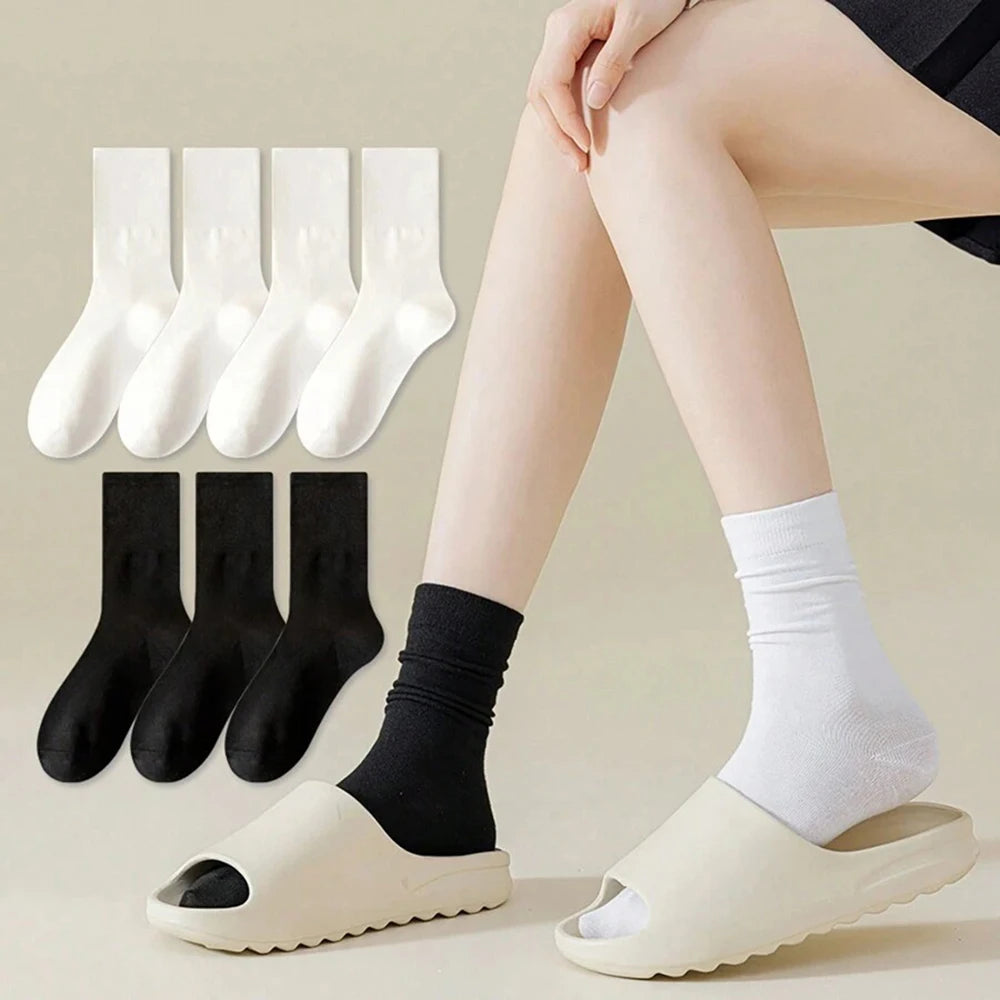 7 Pairs Womens Polyester Spandex Mid Tube Casual Socks - 6