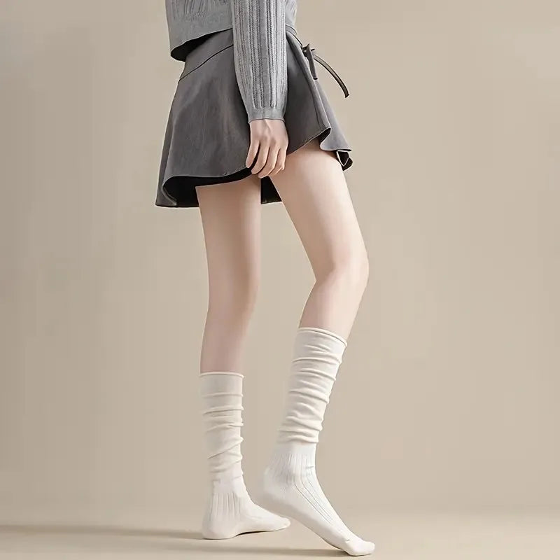 Ribbed Polyester Spandex Calf Socks