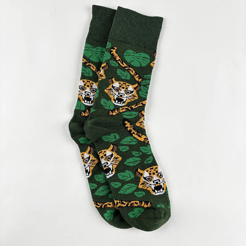 Polyester Elastane Animal Print Mid Calf Socks