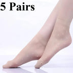 Polyester Elastane Polka Dot Sheer Dress Socks Five Pairs