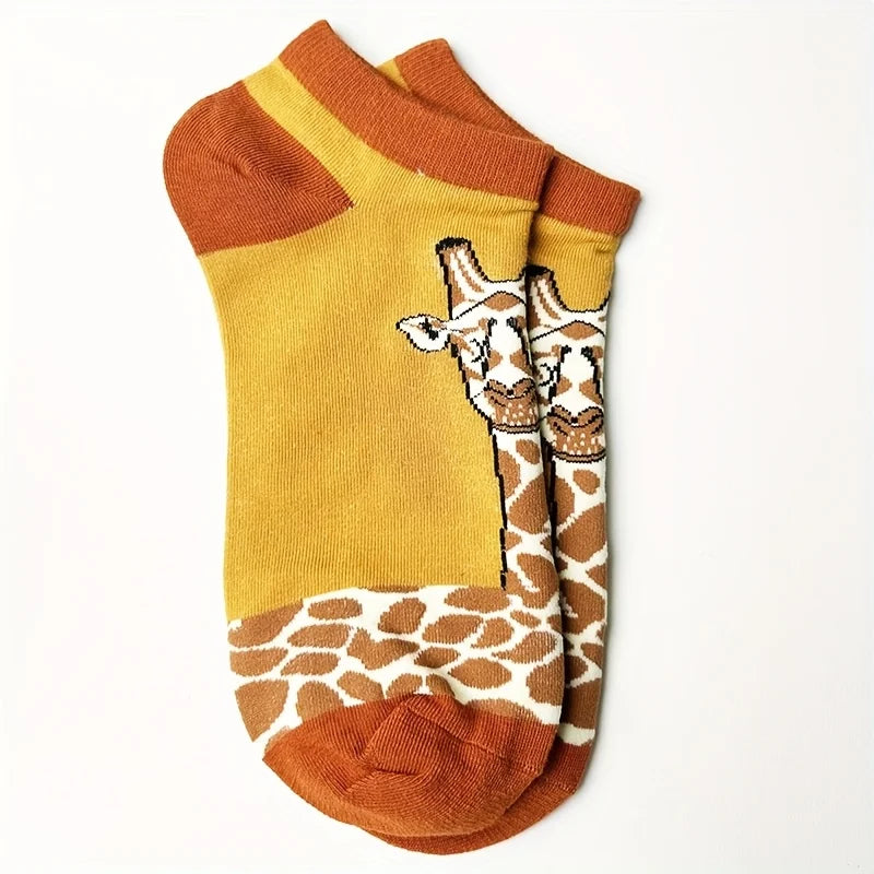 Cotton Giraffe Print Ankle Socks - 4