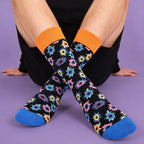 Cotton Blend Patterned Crew Socks for Men