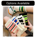 Striped Polyester Cotton Blend Casual Crew Socks