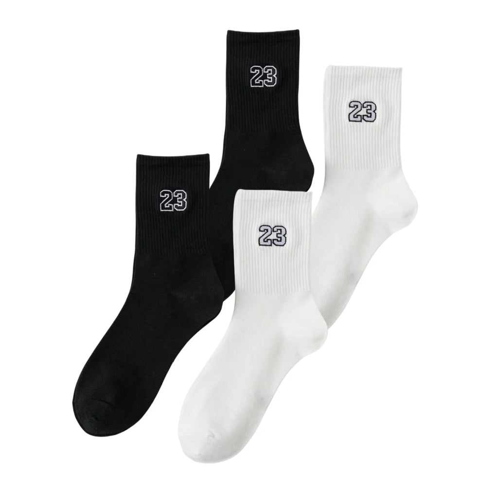 Polyester Elastane Crew Socks Number 23 Pattern