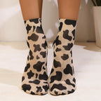 Leopard Print Nylon Casual Ankle Socks