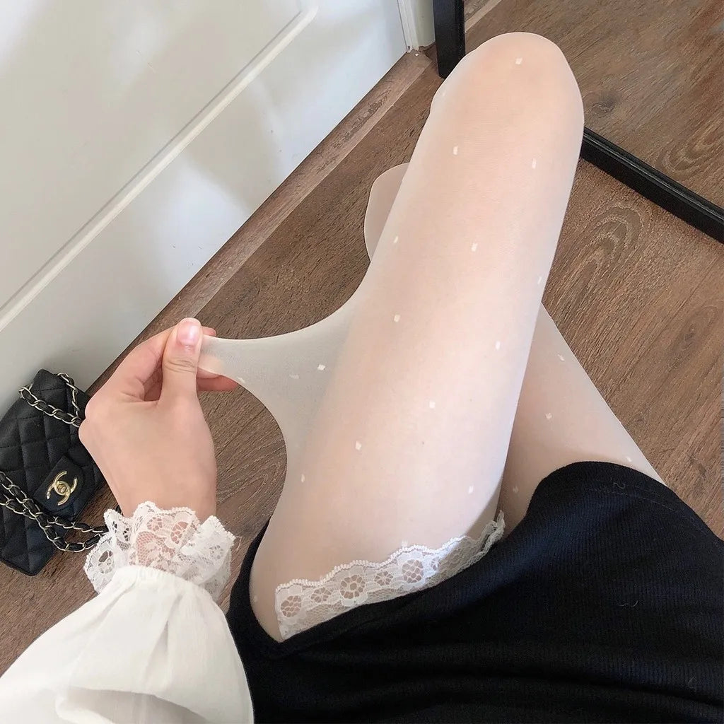 Nylon Polyester Heart Print Tights for Women