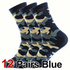 Polyester Elastane Camouflage Crew Socks
