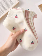 5 Pairs Polyester Elastane Knit Low Tube Women Casual Socks