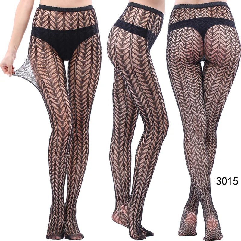Nylon Spandex Jacquard Patterned Fishnet Pantyhose Tights