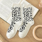Leopard Print Wool Mid Calf Socks