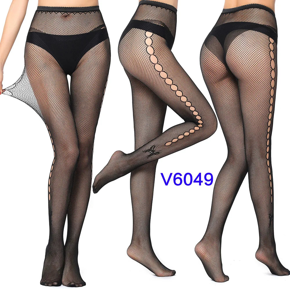 Nylon Spandex Jacquard Patterned Fishnet Pantyhose Tights - 55