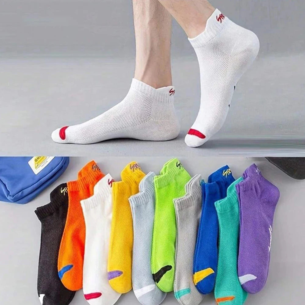 Men Breathable Polyester Ankle Socks Sports Invisible Casual Footwear - 2