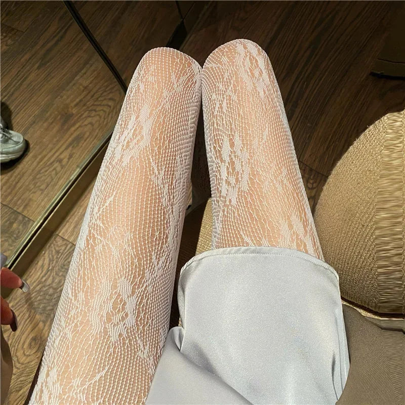 Nylon Floral Lace Fishnet Pantyhose Tights