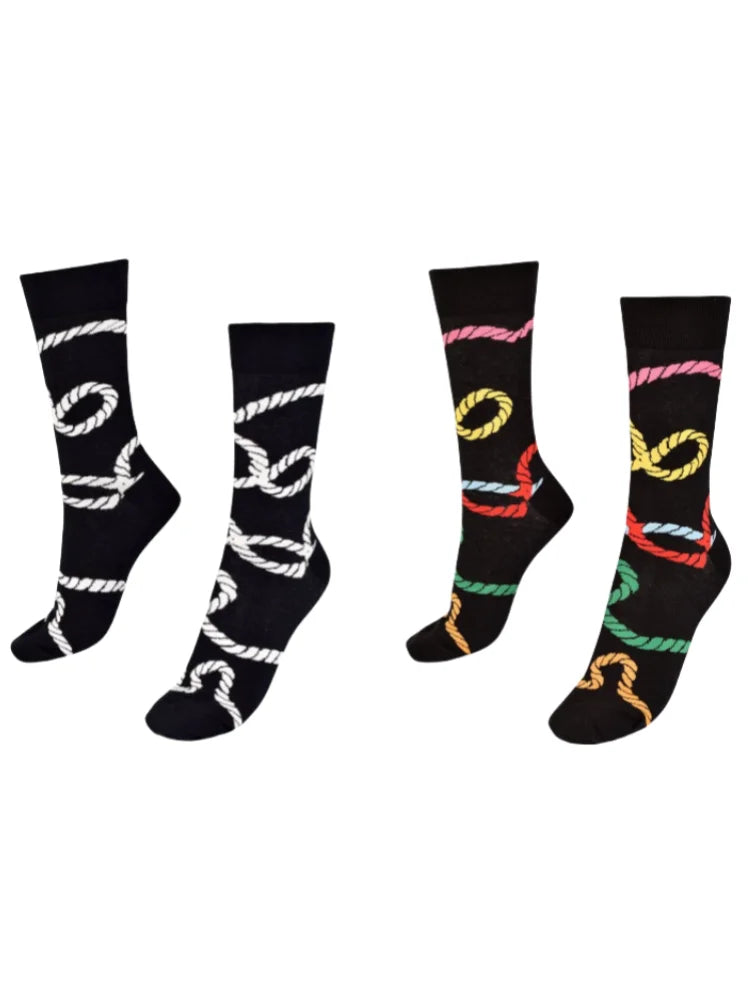 Cotton Blend Rope Pattern Mid Calf Crew Socks - 6