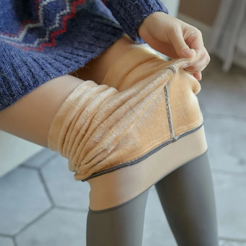 Polyester Elastane Fleece Lined Thermal Pantyhose