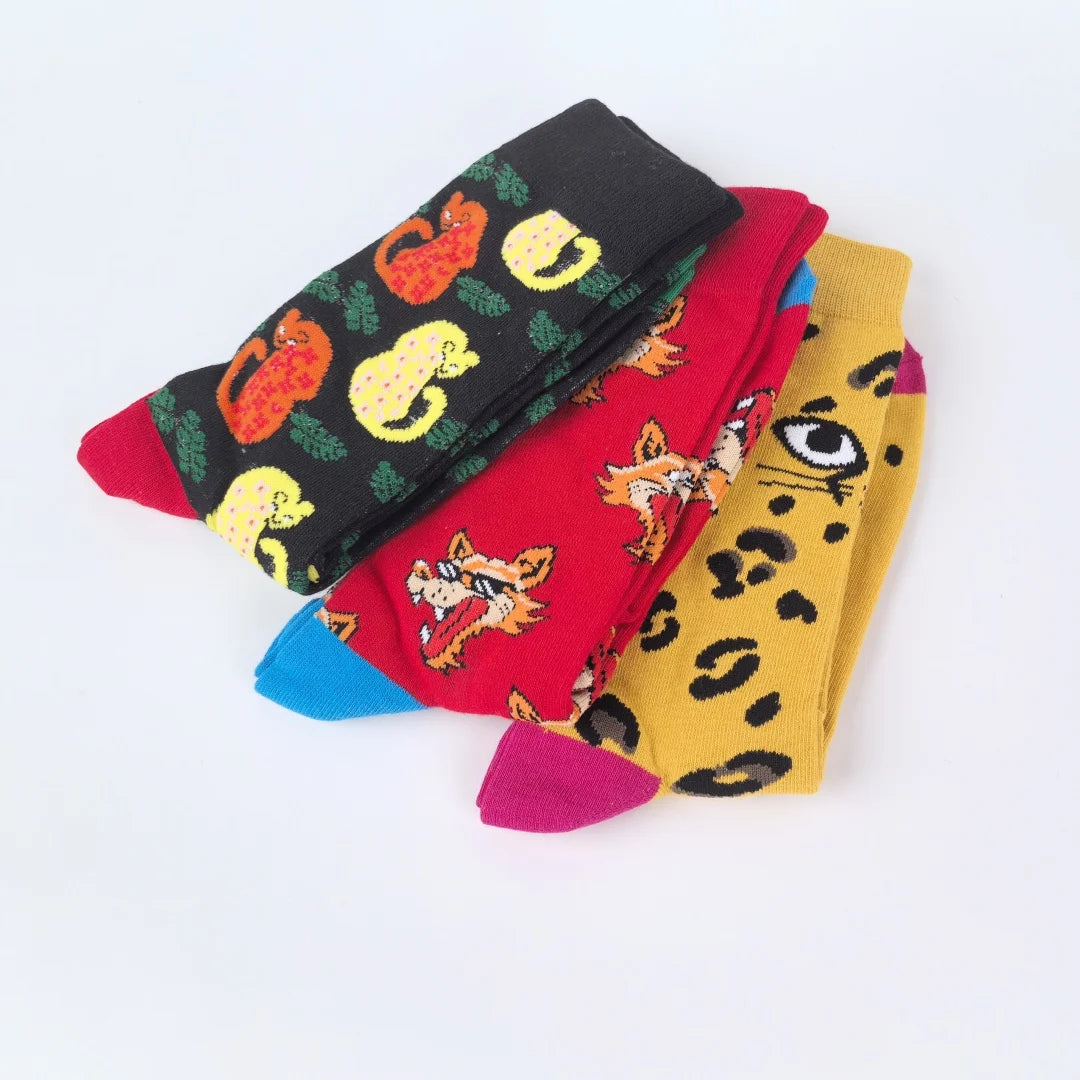 Polyester Elastane Animal Print Mid Calf Socks - 4