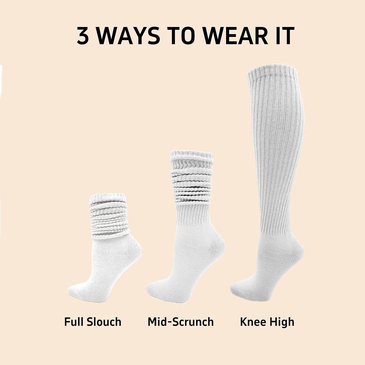 Polyester Elastane Slouch Casual Socks Five Pack