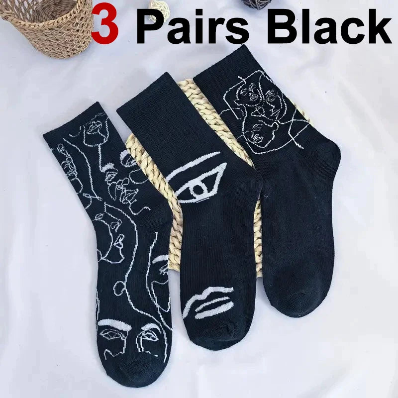 Cotton Blend Abstract Graphic Crew Socks - 13