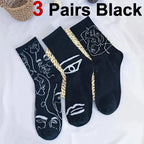 Cotton Blend Abstract Graphic Crew Socks