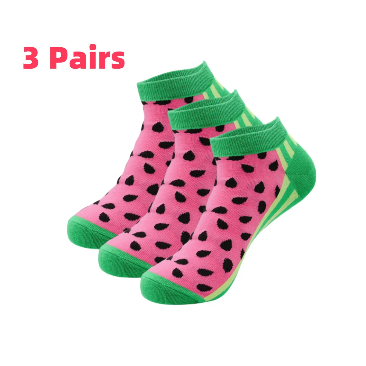 Cotton Blend Watermelon Print Casual Socks - 6