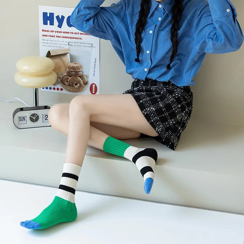 Striped Cotton Middle Tube Casual Socks